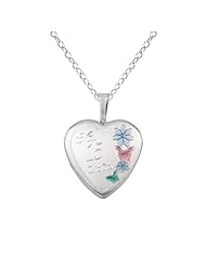 Sterling silver Heart Shaped Locket w/Flow & Butterfly "Mis 15 Anos" Necklace