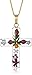 Amazon Collection 14k Gold Over Sterling Silver Pressed Flower Multi-Colored Cross Pendant Necklace, 18