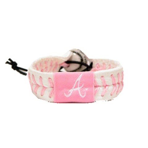 MLB Atlanta Braves Gamewear Leather Wrist Band (White Band, Red Letters)