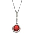 14K White Gold Chatham Created Ruby and Diamond Pendant