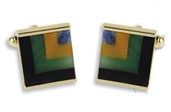 Cufflinks - Onyx Tiger Eye and Opal Center