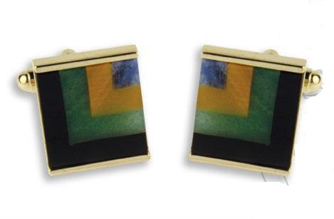 Click here to buy Cufflinks - Onyx Tiger Eye and Opal Center.