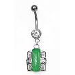Sterling Silver Belly Ring with Jade/Clear CZ - 14g/5mm ball Sterling Silver Belly Ring with Jade/Clear CZ - 14g/5mm ball