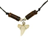 31MC86LLGVL. SL160  Black Cord Coco Wood Bead Beads Surf Style Necklace With Sharks Tooth