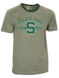 1979 Michigan State University National Champions Green Ringer T-Shirt