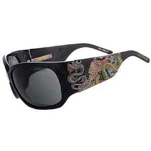 ED HARDY GEISHA & DRAGON SUNGLASSES EHS025 BLACK $185.00