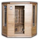 Sun Life Newport 3 Person Corner Sauna Hemlock - Carbon Fiber Dry Heat FAR Infrared Portable Detox
