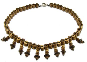 Coconut shell choker, 'Nature's Bells' 1