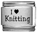 Clearly Charming I Heart Knitting Laser Italian Charm