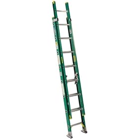 Werner D5924-2 225-Pound Duty Rating Fiberglass Flat D-Rung Extension Ladder, 24-Foot