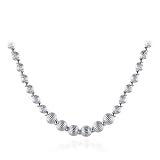 Sterling Silver Beaded Necklace with Striped Design