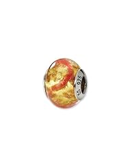 Yellow, Gold and Pink, Murano Glass Charm for 3mm Bracelets