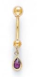 14K Belly Ring Amethyst Pear ES-1202