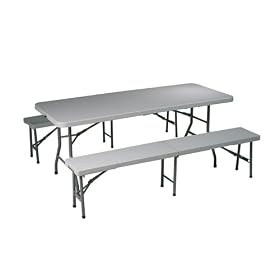 Office Star 3-Piece Folding Table and Bench Set by Office Star
