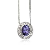 14k White Gold Tanzanite and Diamond Pendant