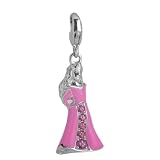 Disney Princess Silver Pink Garnet And Diamond Set Aurora Charm 0.130/0.005ct
