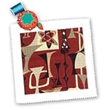 Retro 50s Atomic Print Brick Black Moss and Tan - 10x10 Quilt Square