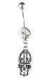 Stainless Steel Gothic Belly Ring with Clear CZ - Skull