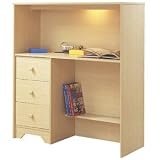 Shaker Style Natural Maple Finish Loft desk with hutch