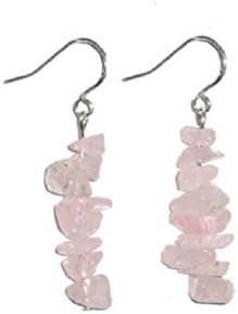 Rose Quartz Earrings with Silver Tone Ear wire