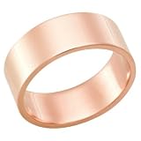 7.0 Millimeters, Flat High Polished 14Kt Rose Gold Wedding Band Ring, Style FSTF07MW by Wedding Rings by Oromi