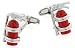 Silver plated and enamel fire extinguisher cufflinks with presentation box