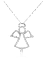 Sterling Silver Diamond Angel Pendant Necklace (1/5 cttw, I-J Color, I2-I3 Clarity), 18"
