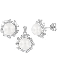 Sterling Silver and Freshwater Pearl Earring and Pendant Set