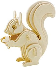 Jerold Kids' 3D Simulation Cute Squirrel Model Assembly Wooden Animal Puzzle Beige