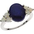 14K White Gold Lapis Lazuli and Opal Ring