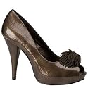 Mia Women's Pom Pom  Peep Toe Pump,Mushroom Patent,7 M US