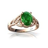14k Rose Gold Oval Genuine Emerald Celtic Trinity Ring