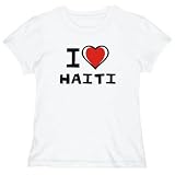 T-Shirt Womens White I love Haiti  Countries