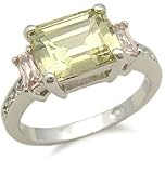 Emerald Cut Lime Green CZ Ring