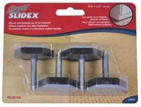 MADICO 23295 Super Slidex - 1.5 in. Hexagonal - Threaded Stem Polytetrafluoroethylene - Rubber Pads - Grey - 5 Packs