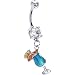 Blue Tropical Drink Belly Ring