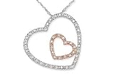 1/6 Carat Diamond 14K Pink and White Gold Heart Pendant w/Chain