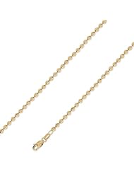 14K Solid Yellow Gold Bead Ball DC Diamond Cut Chain Necklace 3mm (7/64 in.) - 16 in.