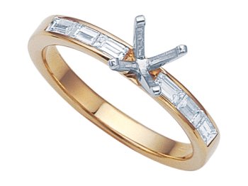 0.45 cts Baguette Diamonds Engagement Ring Platinum 18kt White or Yellow Gold