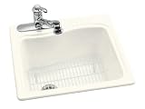 KOHLER 6703-3-96 River Falls Self-Rimming Laundry Sink, Biscuit
