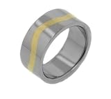 High Polish Mens 9mm Wide Wavy Gold-Tone Striped Center Titanium Wedding Band Ring (Size 8,9,10,11,12,13)