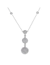 14k White Gold 4.04 Carat Diamond 3-Circles Necklace