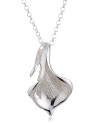 VINANI brand Germany 925 Sterling Silver Women Pendant Calla Lily shiny with Cable Link Chain Necklace Flower ABS-T