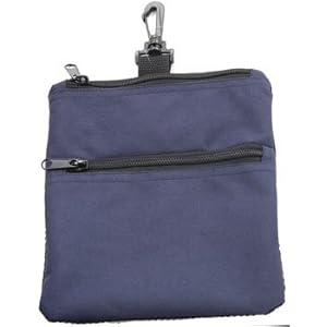 Zippered Golf Caddy Pouch 3 Pockets Snap Clip Navy