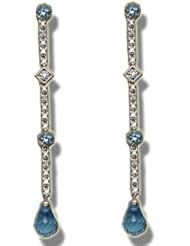 .36 ct Blue Topaz Briolette 4-4mm Rd Dangle Earring