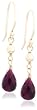 14k Yellow Gold, July Birthstone, Ruby Briolette Hook Earrings