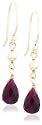 14k Yellow Gold, July Birthstone, Ruby Briolette Hook Earrings