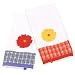 Vintage Styled Plaid and Flower Cotton Dish Towels Set of 4