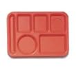 Food Service Rectangular Compartment Lunch Tray, 6 Compartment, Left-Handed, Rio Orange