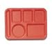 Food Service Rectangular Compartment Lunch Tray, 6 Compartment, Left-handed, Rio Orange, ABS Plastic Material, One Dozen (12) Trays Per Case